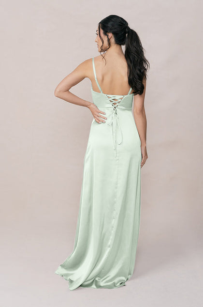 Ember Satin Dress | Made To Order | Pistachio
