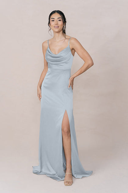 Ember Satin Dress | Made To Order | Sky Blue