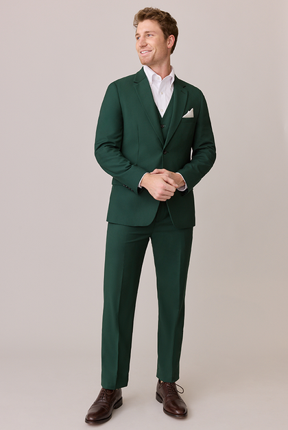 Model: Ethan; Size: Slim 42 Regular. Pictured with White Chiffon Pocket Square
