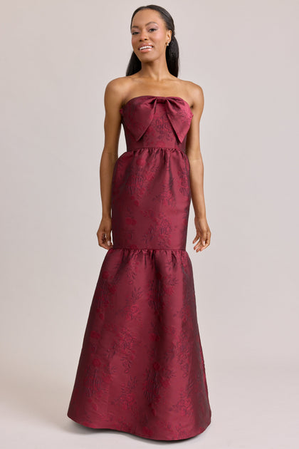 Esme Jacquard Dress | Made To Order | Cabernet