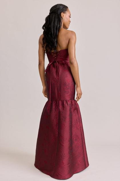 Esme Jacquard Dress | Made To Order | Cabernet