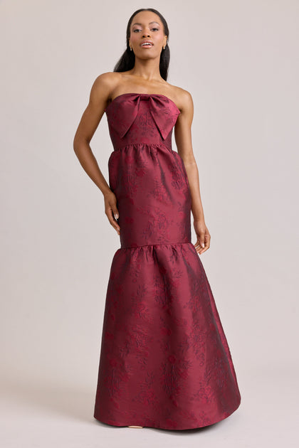 Esme Jacquard Dress | Made To Order | Cabernet