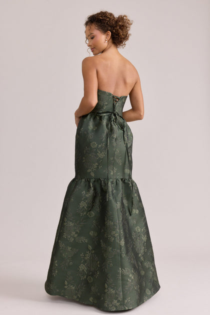 Esme Jacquard Dress | Made To Order | Deep Olive