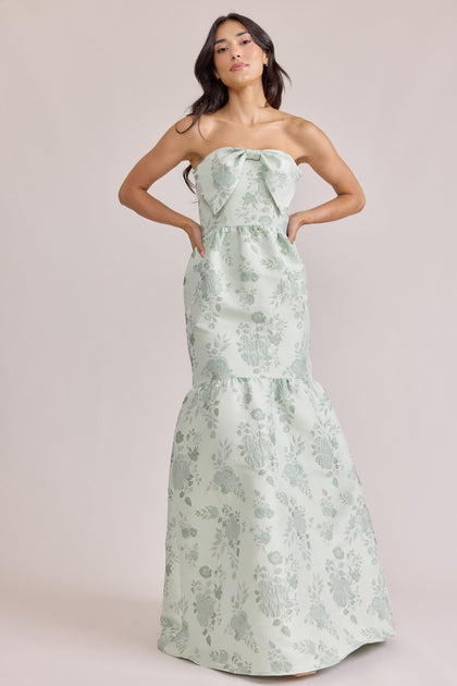 Esme Jacquard Dress | Made To Order | Sage