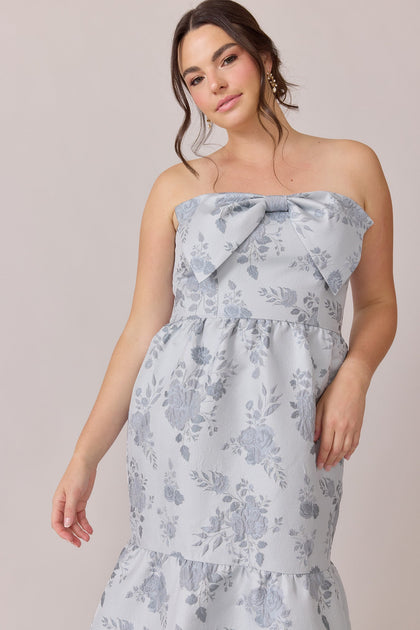 Esme Jacquard Dress | Made To Order | Sky Blue