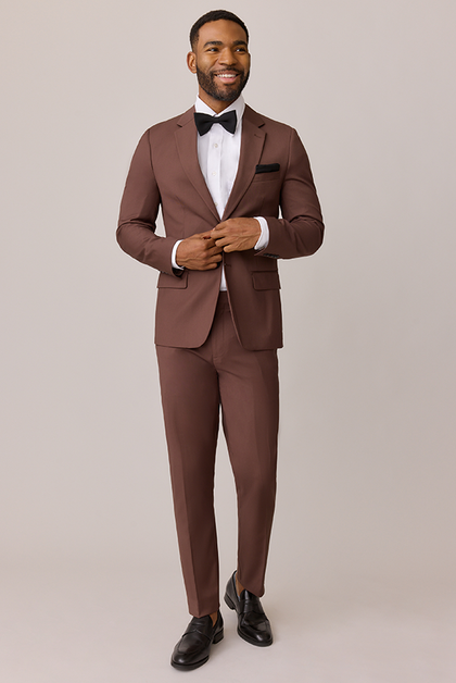 Model: Colin; Size: Slim 40 Tall. Pictured with Black Chiffon Bowtie and Pocket Square