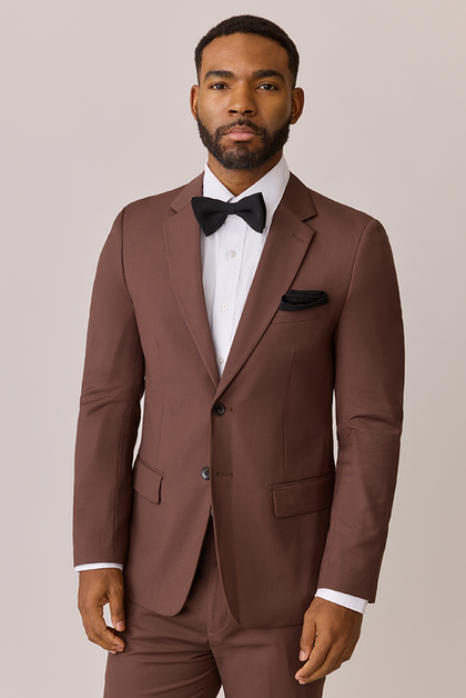 Model: Colin; Size: Slim 40 Tall. Pictured with Black Chiffon Bowtie & Pocket Square