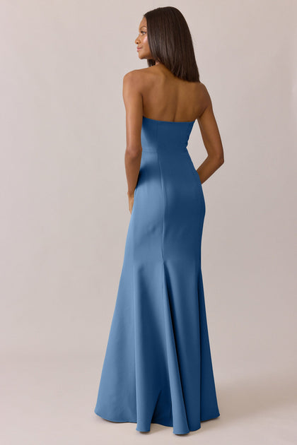 Estelle Crepe Dress | Made To Order | Dusty Blue