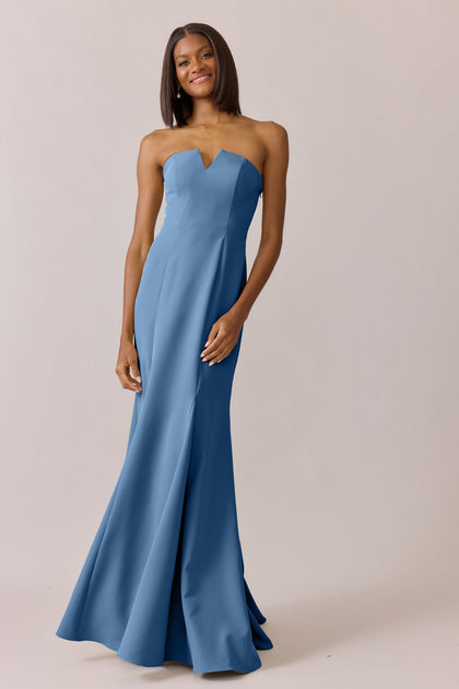 Estelle Crepe Dress | Made To Order | Dusty Blue