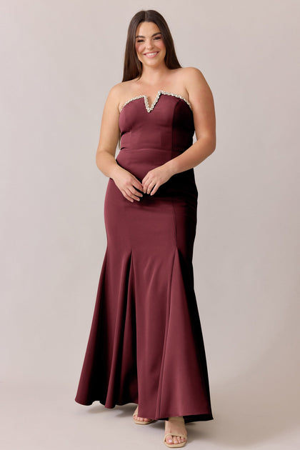 Estelle Luxe Crepe Dress | Made To Order | Cabernet