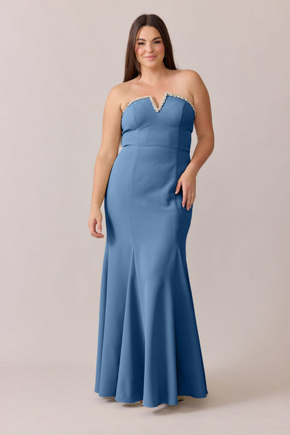 Estelle Luxe Crepe Dress | Made To Order | Dusty Blue