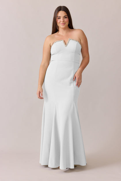 Estelle Luxe Crepe Dress | Made To Order | White Pearl
