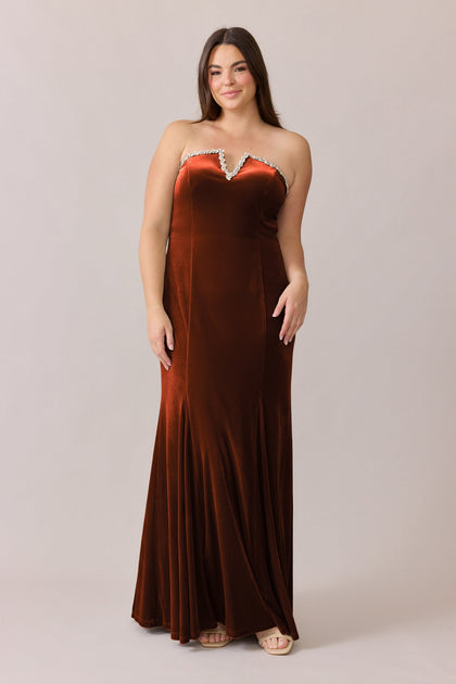 Estelle Luxe Velvet Dress | Made To Order | Rust