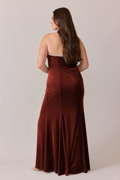Estelle Luxe Velvet Dress | Made To Order | Terracotta