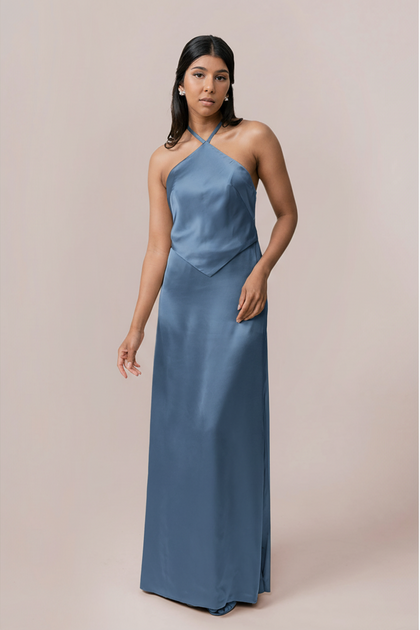 Everly Satin Dress | Made To Order | True Blue