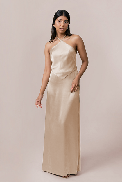Everly Satin Dress | Made To Order | Gold Champagne