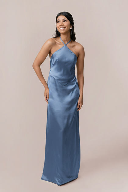 Everly Satin Dress | Made To Order | True Blue