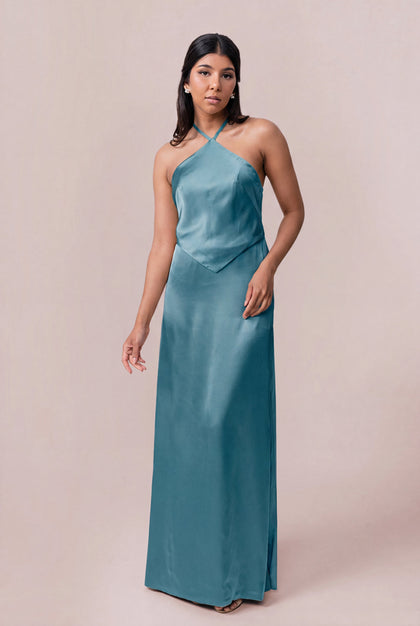 Everly Satin Dress | Made To Order | Turquoise