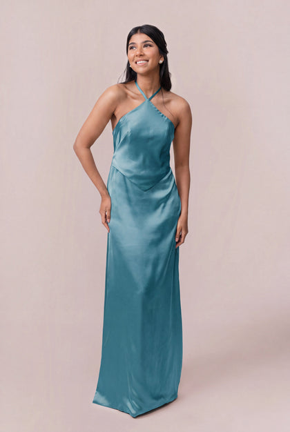 Everly Satin Dress | Made To Order | Turquoise