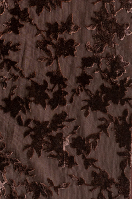 Floral Burnout Velvet Fabric By Yard | Mahogany
