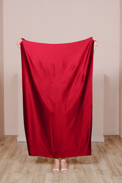 Pre-Cut Satin Fabric by Yard | Poppy Red