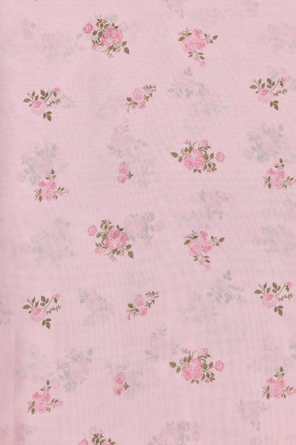 Chiffon Floral Print Fabric By Yard | Baby Pink Petit Rose