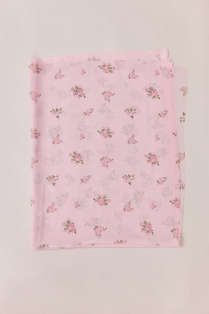 Pre-Cut Chiffon Floral Print Fabric By Yard | Baby Pink Petit Rose