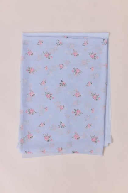 Pre-Cut Chiffon Floral Print Fabric By Yard | Periwinkle Petit Rose