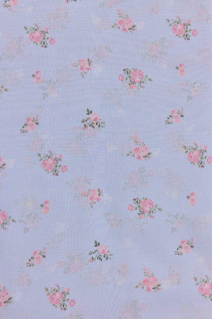 Chiffon Floral Print Fabric By Yard | Periwinkle Petit Rose