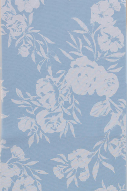 Pre-Cut Chiffon Floral Print Fabric By Yard | Sky Blue Bouquet