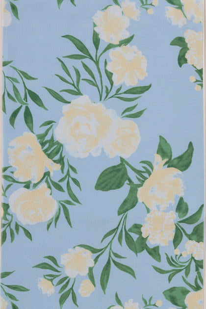 Chiffon Floral Print Fabric By Yard | Sky Blue Multi Bouquet