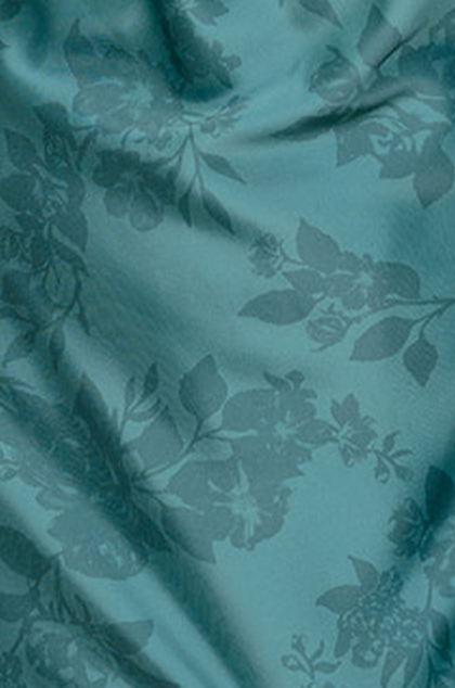 Pre-Cut Satin Floral Print Fabric By Yard | Classic Emerald Bouquet