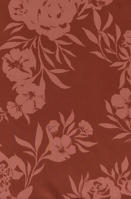 Pre-Cut Satin Floral Print Fabric By Yard | Rust Bouquet