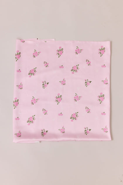 Pre-Cut Satin Floral Print Fabric By Yard | Baby Pink Petit Rose