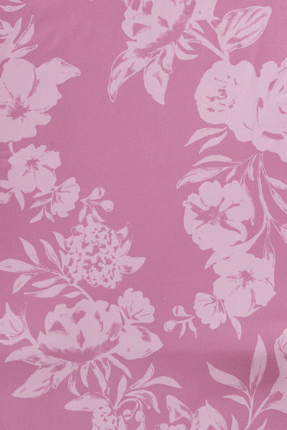 Satin Floral Print Fabric by Yard | Mauve Pink Bouquet