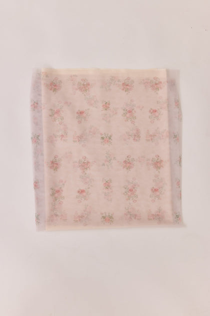 Pre-Cut Tulle Floral Print Fabric by Yard | Champagne Petit Rose