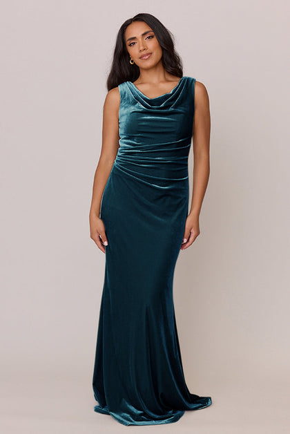 Faith Velvet Dress | Made To Order | Desert Blue