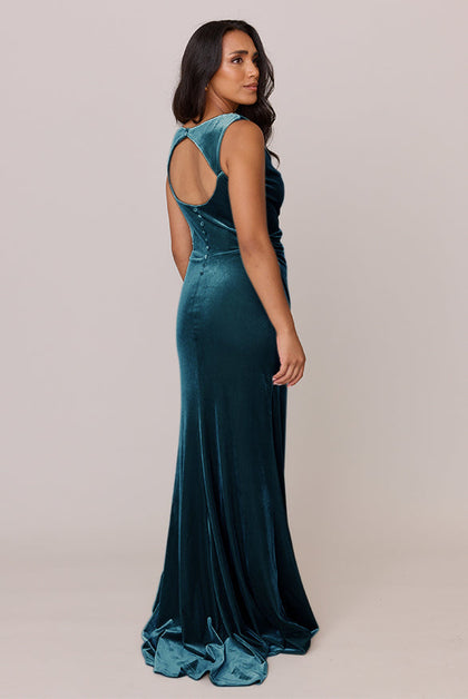 Faith Velvet Dress | Made To Order | Desert Blue