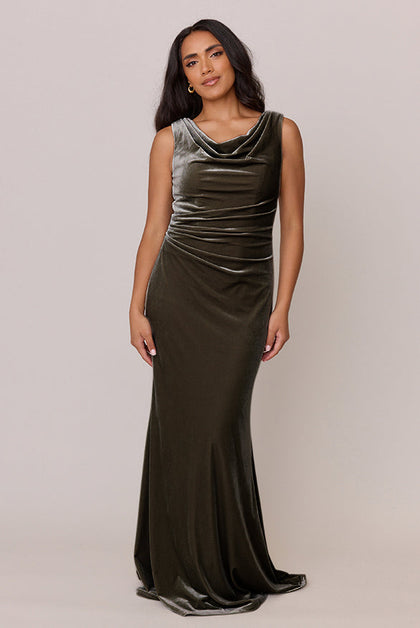 Faith Velvet Dress | Made To Order | Olive