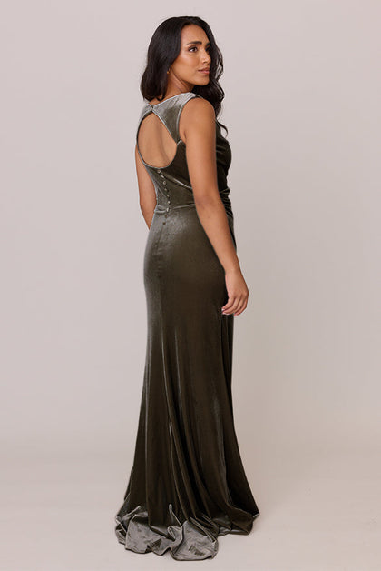 Faith Velvet Dress | Made To Order | Olive