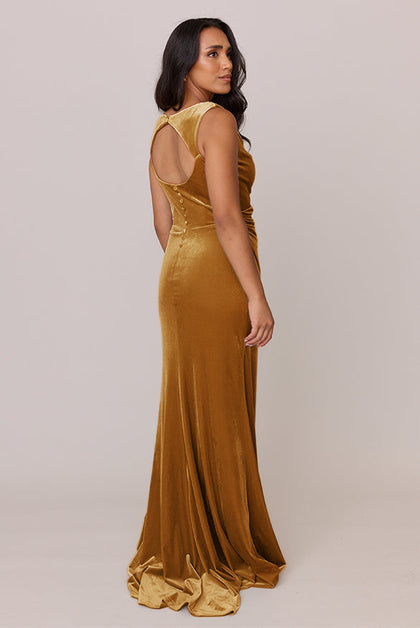 Faith Velvet Dress | Made To Order | Mustard
