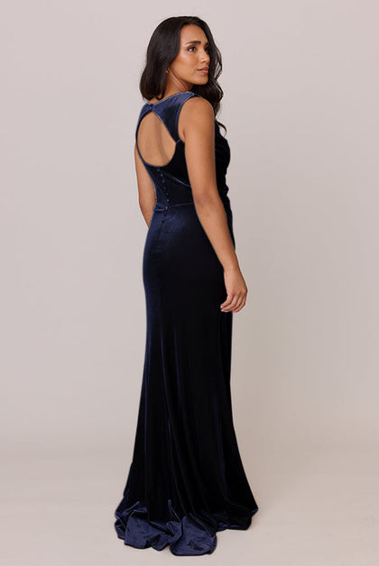 Faith Velvet Dress | Made To Order | Navy Blue