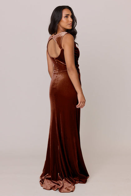 Faith Velvet Dress | Made To Order | Rust