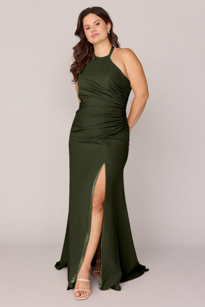 Fallon Crepe Dress | Made To Order | Deep Olive