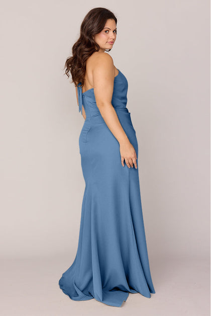 Fallon Crepe Dress | Made To Order | Dusty Blue