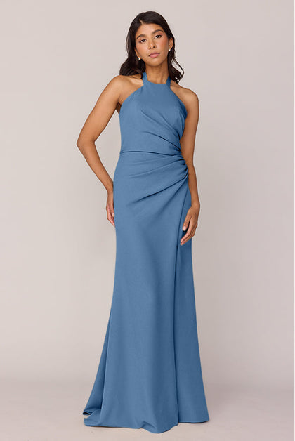 Fallon Crepe Dress | Made To Order | Dusty Blue