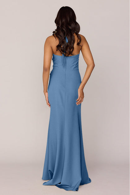 Fallon Crepe Dress | Made To Order | Dusty Blue