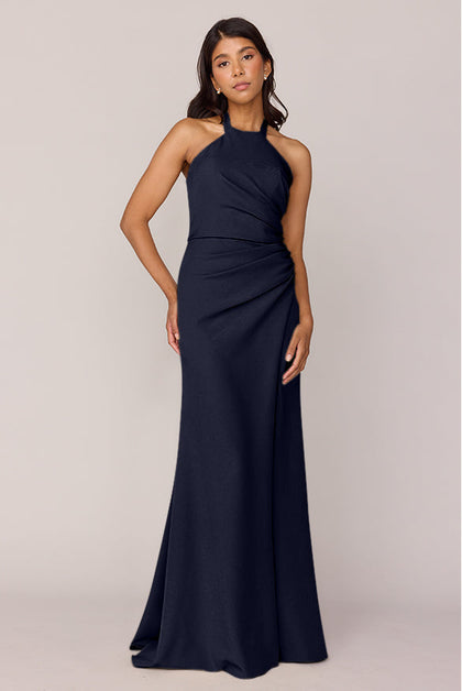 Fallon Crepe Dress | Made To Order | Navy Blue