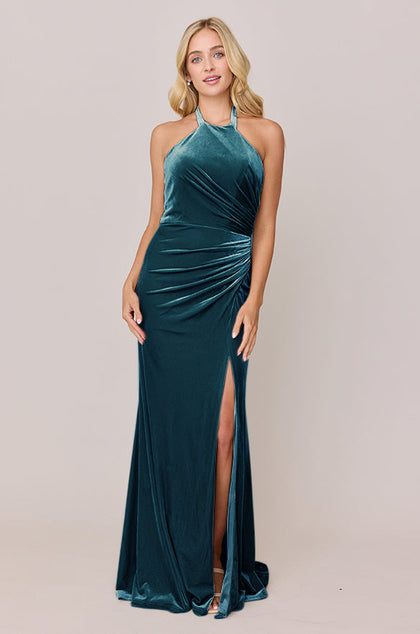 Fallon Velvet Dress | Made To Order | Desert Blue