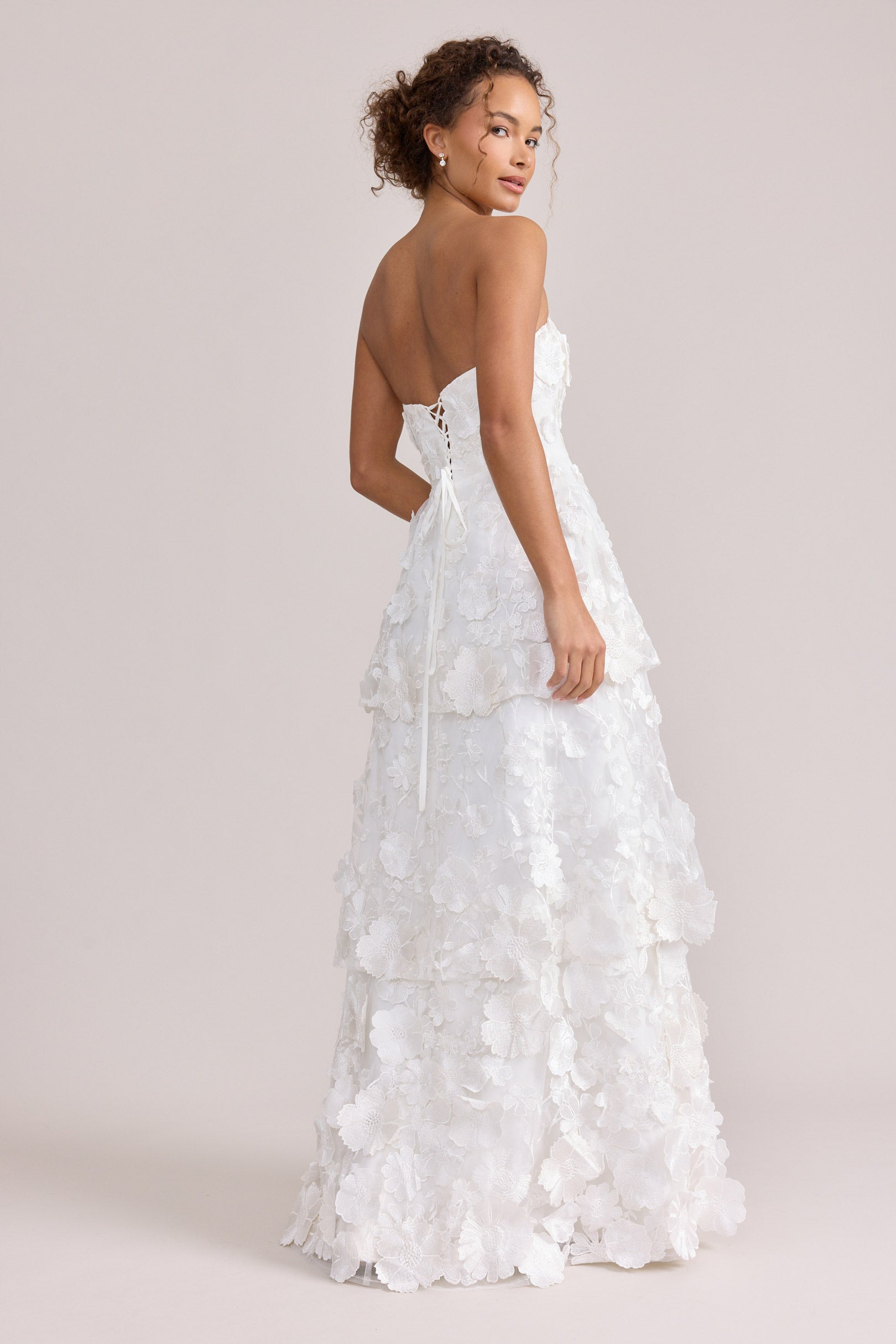 Flora Appliqué Dress White